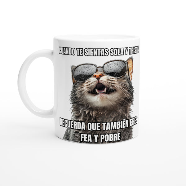 Taza con Impresión de Gato "Alegría Sarcástica"