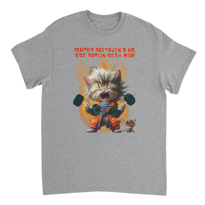 Camiseta Unisex Estampado de Gato "Fuerza Felina Saiyajin" Michilandia | La tienda online de los fans de gatos