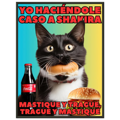 Póster Semibrillante de Gato con Marco Metal 