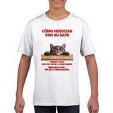 Camiseta Junior Unisex Estampado de Gato "Tácticas de Negociación" Michilandia | La tienda online de los fans de gatos