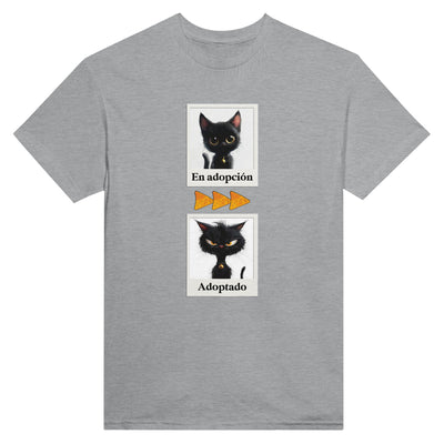 Camiseta Unisex Estampado de Gato "Antes y Después" Michilandia