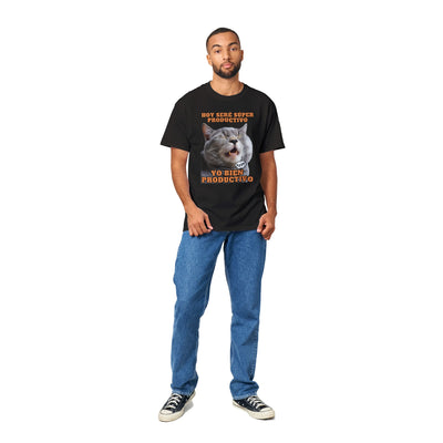 Camiseta Unisex Estampado de Gato "Siesta Productiva" Michilandia | La tienda online de los fans de gatos