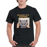 Camiseta Unisex Estampado de Gato "El Misterio del Mayordomo" Michilandia | La tienda online de los fans de gatos