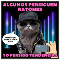 Póster Semibrillante de Gato con Marco Metal "Estilo Munchkin" Michilandia | La tienda online de los fans de gatos