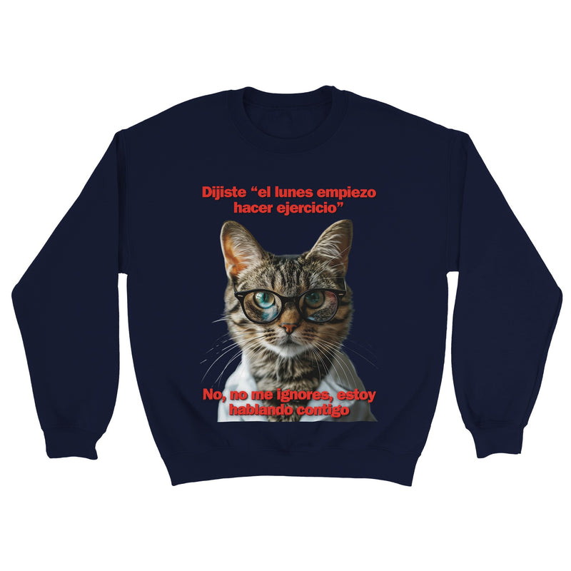 Sudadera Unisex Estampado de Gato "Promesa de Ejercicio" Michilandia | La tienda online de los fans de gatos