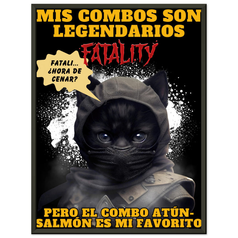 Póster Semibrillante de Gato con Marco Metal "Noob Catbot" Michilandia | La tienda online de los amantes de gatos