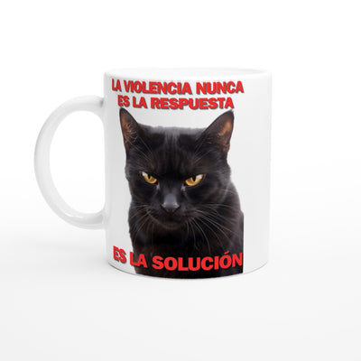 Taza Blanca con Impresión de Gato 