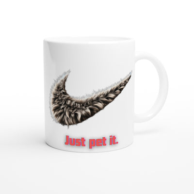 Taza Blanca con Impresión de Gato "Just Pet It" Michilandia | La tienda online de los fans de gatos