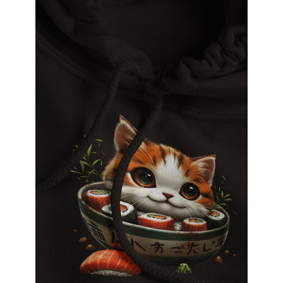 Sudadera con Capucha Unisex Estampado de Gato "Sushi y Ronroneos" Michilandia | La tienda online de los fans de gatos