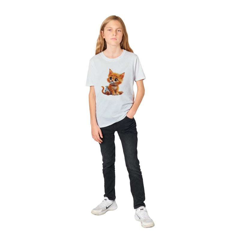 Camiseta Junior Unisex Estampado de Gato "Miau en Pañales" Michilandia