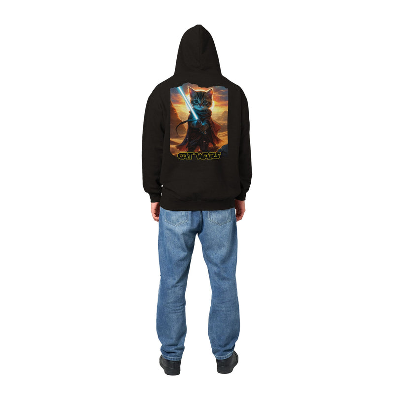 Sudadera con capucha Prémium Unisex Impresión Trasera de Gato "Guardián de Tatooine" Michilandia | La tienda online de los fans de gatos