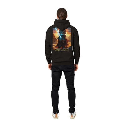 Sudadera con capucha Prémium Unisex Impresión Trasera de Gato "Guardián de Tatooine" Michilandia | La tienda online de los fans de gatos