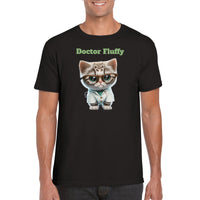 Camiseta unisex estampado de gato "Doctor Fluffy"