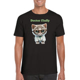 Camiseta unisex estampado de gato "Doctor Fluffy"