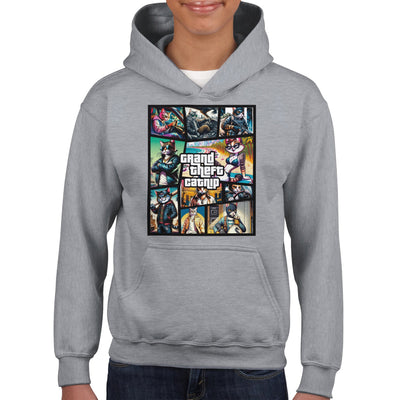 Sudadera con capucha júnior estampado de gato "Grand Theft Catnip" Michilandia | La tienda online de los fans de gatos