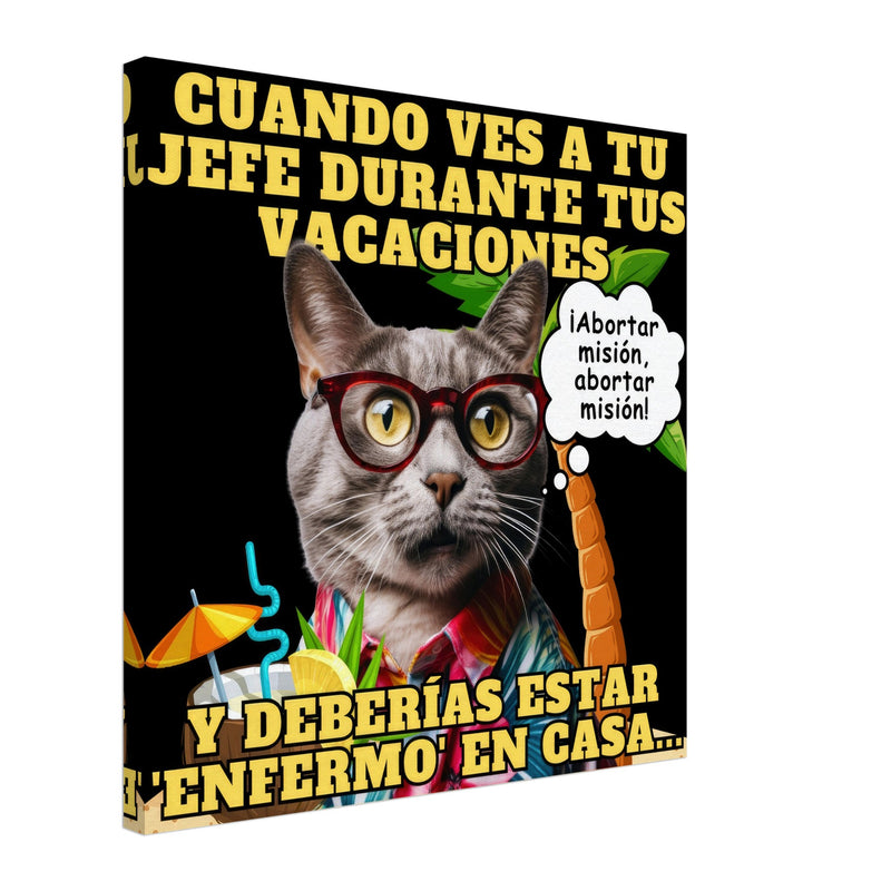 Lienzo de Gato "Vacaciones Clandestinas" Michilandia | La tienda online de los amantes de gatos