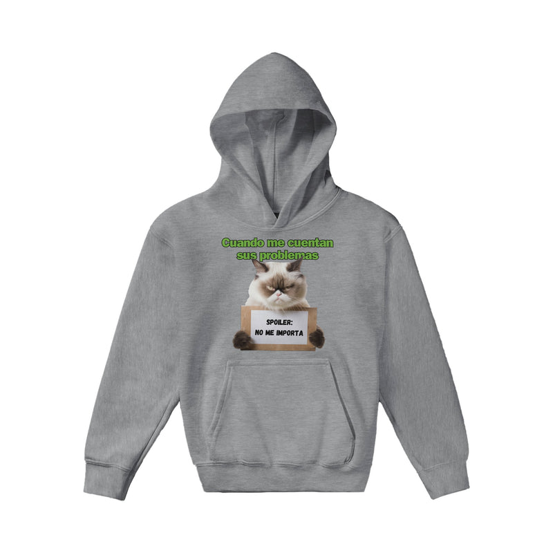 Sudadera con capucha júnior estampado de gato "Desinterés Felino" Michilandia | La tienda online de los fans de gatos