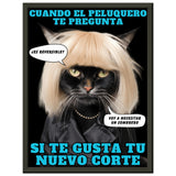 Póster Semibrillante de Gato con Marco Metal "El Desastre Peluquero" Michilandia | La tienda online de los amantes de gatos