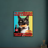 Póster Semibrillante de Gato con Marco Metal "Masticar y Tragar" Michilandia | La tienda online de los fans de gatos