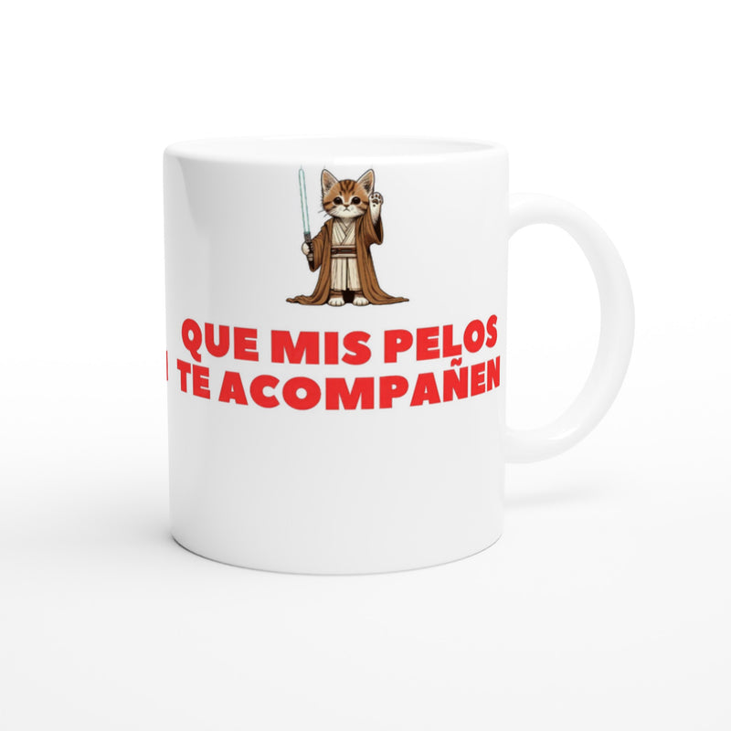 Taza Blanca con Impresión de Gato "Pelos Jedi" Michilandia | La tienda online de los fans de gatos