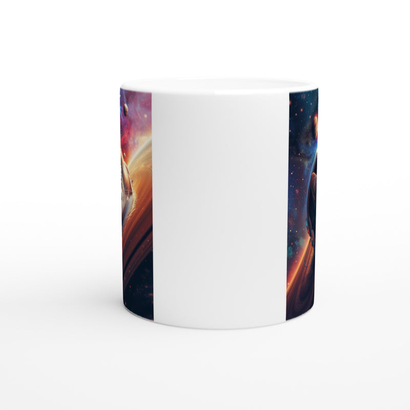 Taza Blanca con Impresión de Gato "CosmoGato" Michilandia | La tienda online de los fans de gatos