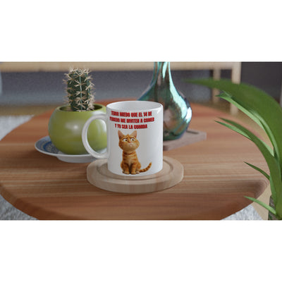 Taza Blanca con Impresión de Gato "Cita Miau" Michilandia | La tienda online de los fans de gatos