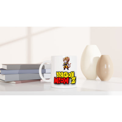 Taza Blanca con Impresión de Gato "Miau Goku" Michilandia | La tienda online de los fans de gatos