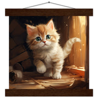 Póster semibrillante de gato con colgador "Munchkin Curioso"