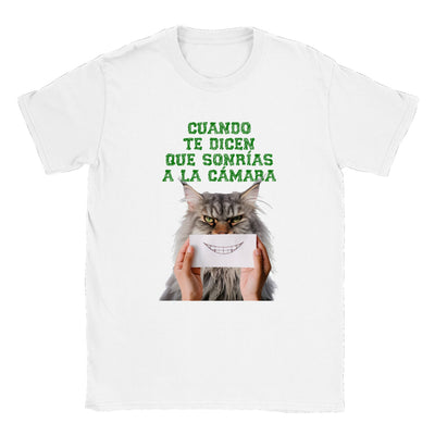 Camiseta unisex estampado de gato "Sonrisa Obligada" Gelato