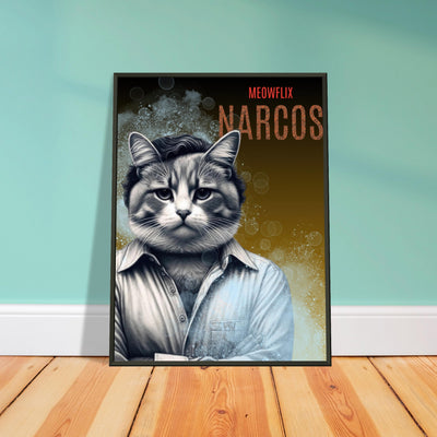 Póster Semibrillante de Gato con Marco Metal 