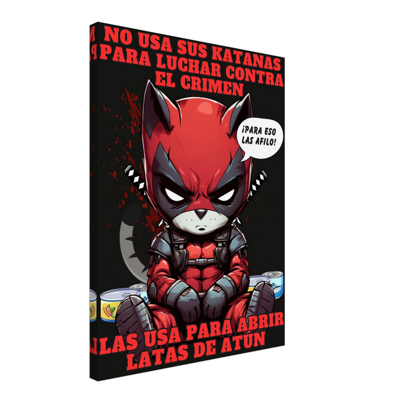 Lienzo de gato "Katanas y Latas" Michilandia | La tienda online de los amantes de gatos