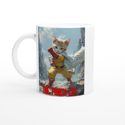 Taza Blanca con Impresión de Gato 