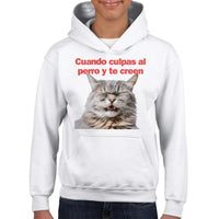 Sudadera con capucha júnior estampado de gato 