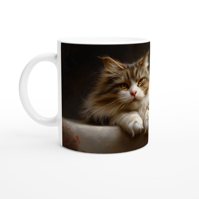 Taza Blanca con Impresión de Gato 