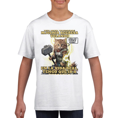 Camiseta Junior Unisex Estampado de Gato 