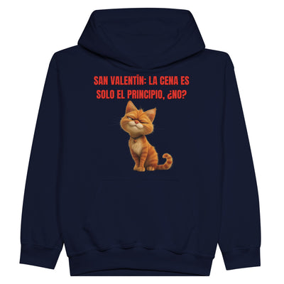 Sudadera con capucha júnior estampado de gato "San Valentín Gatuno" Michilandia | La tienda online de los fans de gatos