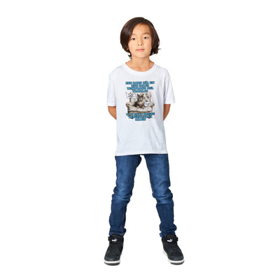 Camiseta Junior Unisex Estampado de Gato "Sorpresa en el Salón" Michilandia | La tienda online de los amantes de gatos