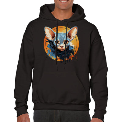 Sudadera con capucha unisex estampado de gato 