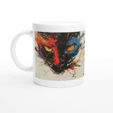 Taza Blanca con Impresión de Gato "Frenesí Salvaje" Michilandia | La tienda online de los fans de gatos