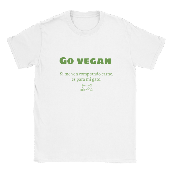 Camiseta unisex estampado de gato "Go vegan" Gelato