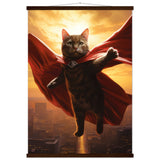 Póster semibrillante de gato con colgador "Super Kitty en Metrópolis" Gelato