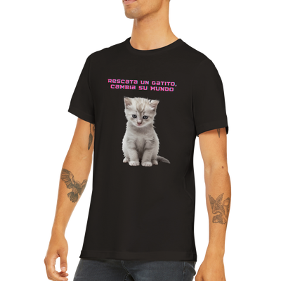 Camiseta unisex estampado de gato "Rescata un gatito" Gelato