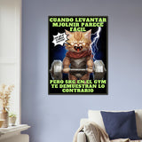 Póster Semibrillante de Gato con Marco Metal "Michi Thor Fitness" Michilandia | La tienda online de los amantes de gatos