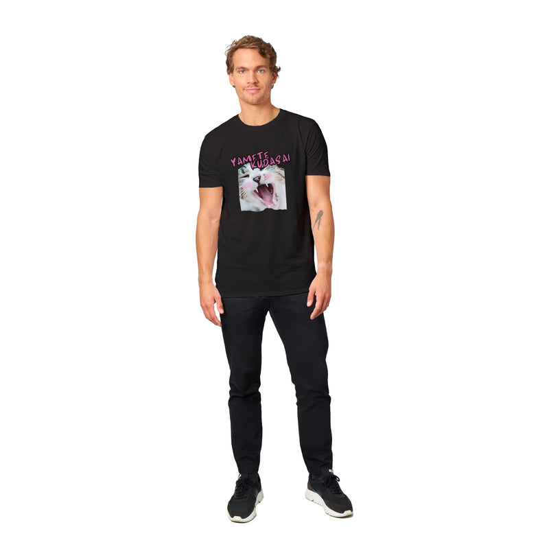 Camiseta unisex estampado de gato "Yamete Miau" Michilandia | La tienda online de los amantes de gatos