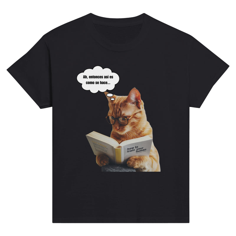 Camiseta Junior Unisex Estampado de Gato "Entrenando Humanos" Michilandia