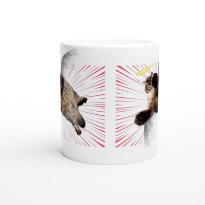 Taza Blanca con Impresión de Gato "Ángel de Pelaje" Michilandia | La tienda online de los fans de gatos