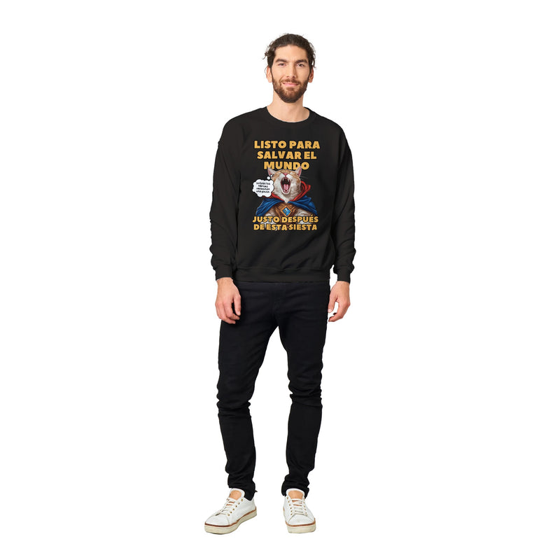 Sudadera Unisex Estampado de Gato "Héroe Descansando" Michilandia | La tienda online de los fans de gatos