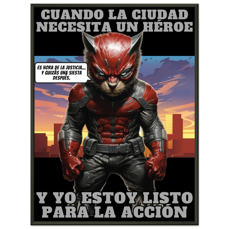 Póster Semibrillante de Gato con Marco Metal 