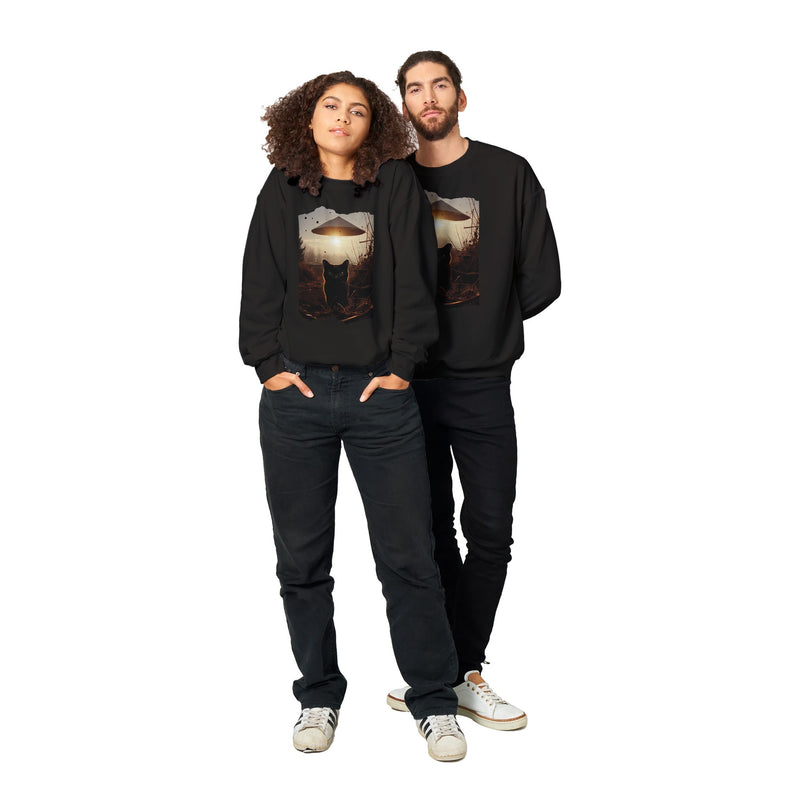 Sudadera Unisex Estampado de Gato "Encuentro Extraterrestre" Michilandia | La tienda online de los fans de gatos