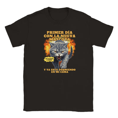 Camiseta Junior Unisex Estampado de Gato "Nuevo Rival" Michilandia | La tienda online de los fans de gatos